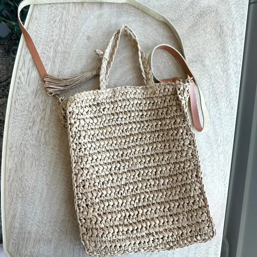 Aqua Mel Crossbody Natural Weave Bag‎ - NWT